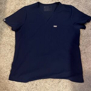 Figs Navy V-Neck Scrub Top Large